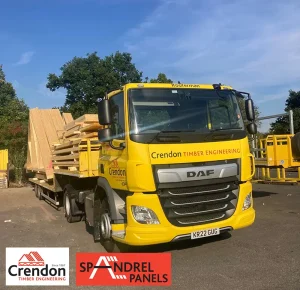 Full load of Trusses and Spandrel Panels delivered 100% On Time In Full for a housing site in Acle.