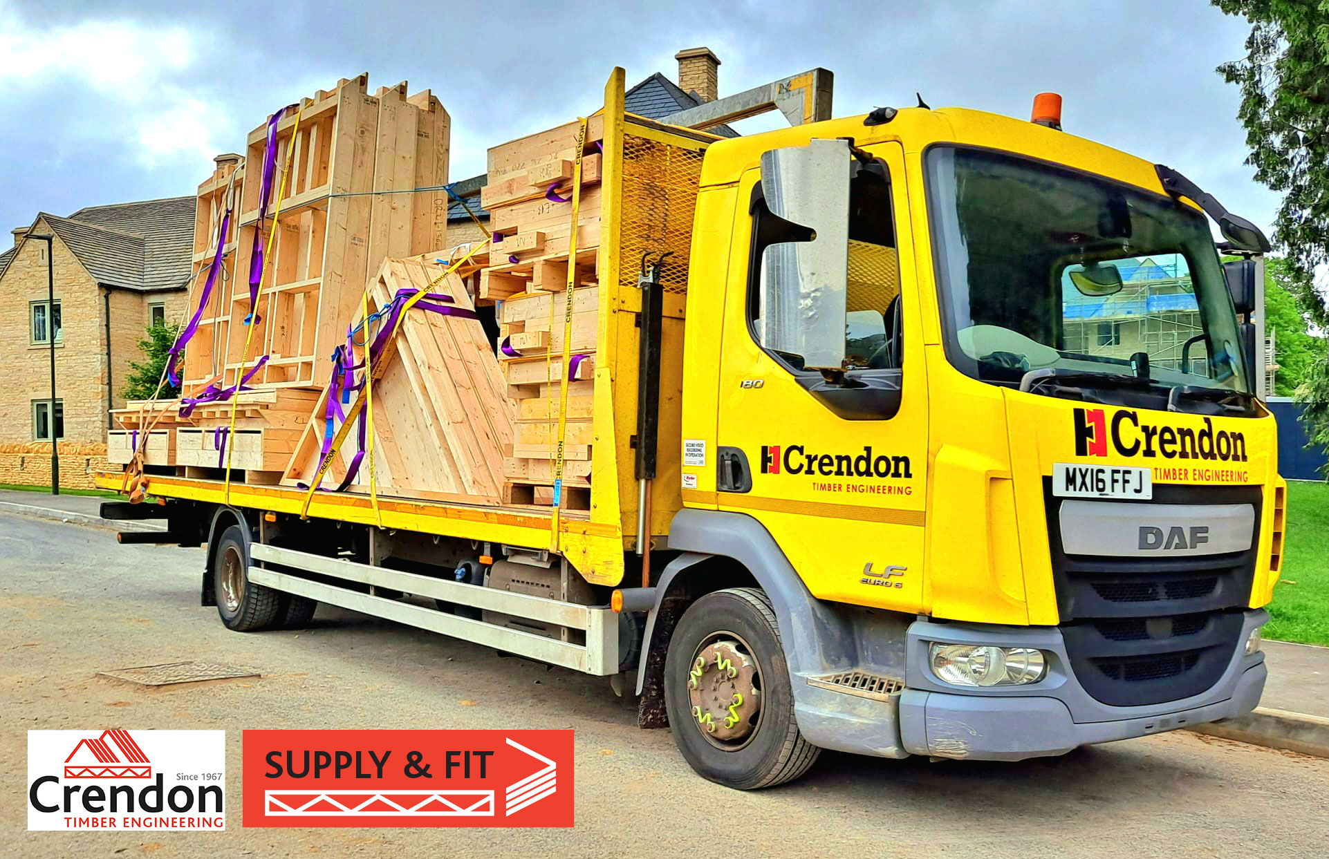 Another On Time In Full delivery for a Supply & Fit contract in Cirencester. All Pre Slung ready for crane offload.