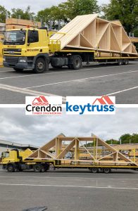 Full load of 14m Top Hat Trusses all being delivered 100% On Time In Full this week for a site in Crawley West Sussex
