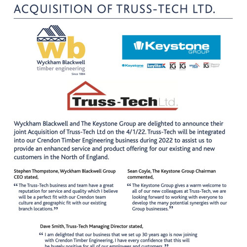 Acquisition of the UK Business Truss-Tech Ltd