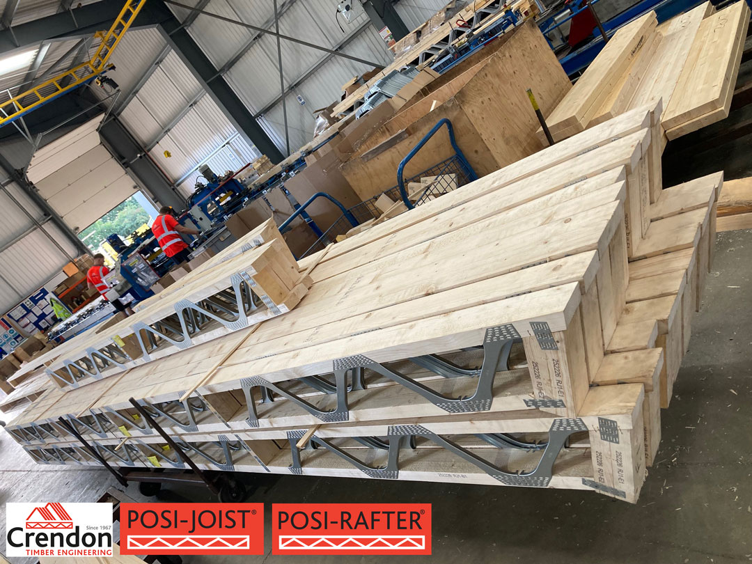 Posi-Rafters being manufactured this week with Angled Eave and Ridge Detail for a Housing Development in Great Ellingham