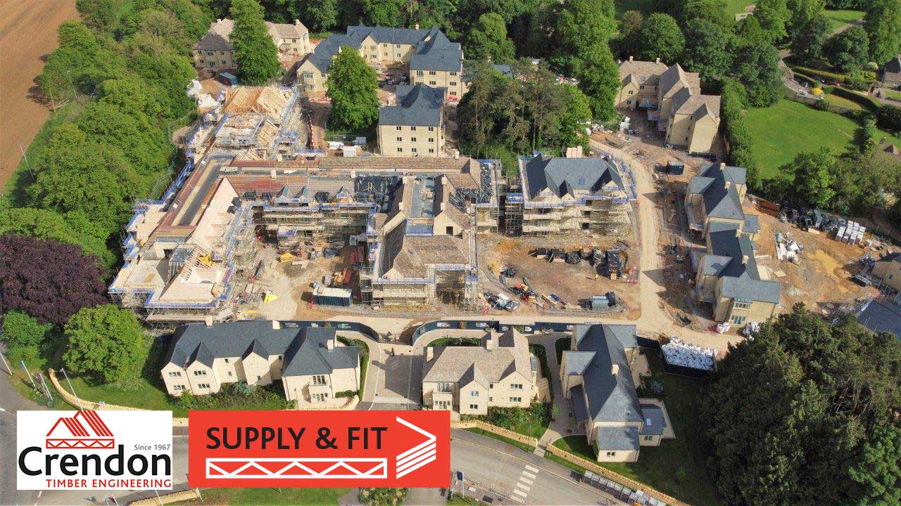 Full design, supply and installation package of roof trusses, dormer structures and solid oak porch canopies on Siddington Park retirement village project in Cirencester