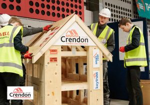 Crendon Timber Engineering and Lovell working together to encourage young people into the Construction Industry by involving them with the building of a Model Timber Kit House at the recent Norfolk & Suffolk Skills and Careers Festival at the Norfolk Showground.