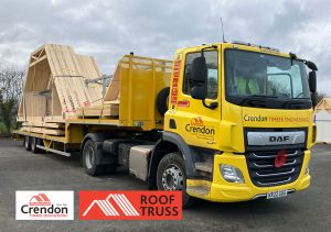 Full load of 9m Span Double Collar Top Hat Attic Trusses ready for delivery 100% On Time In Full for a new housing development in Thetford