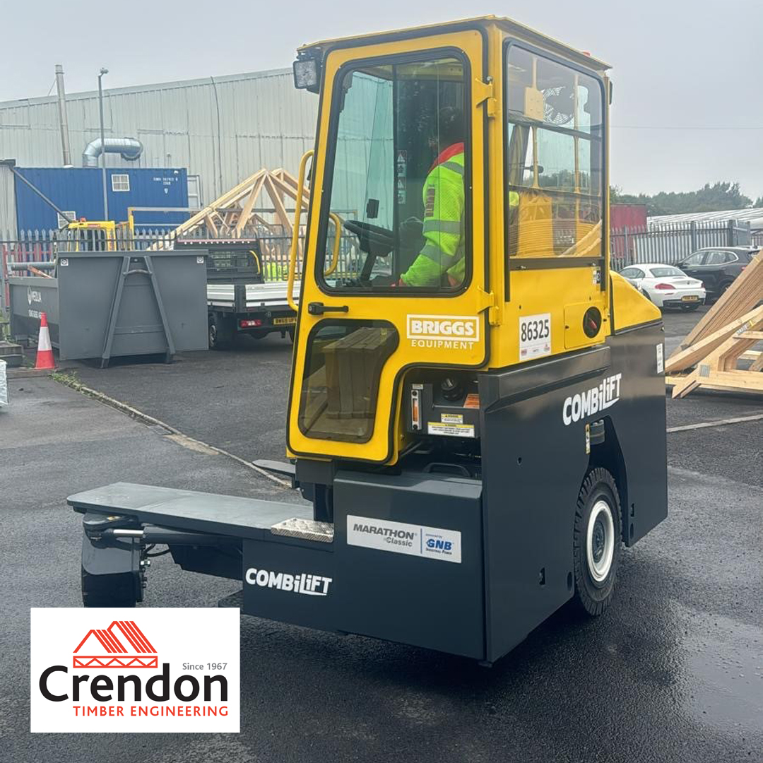 Forklift in warehouse yard