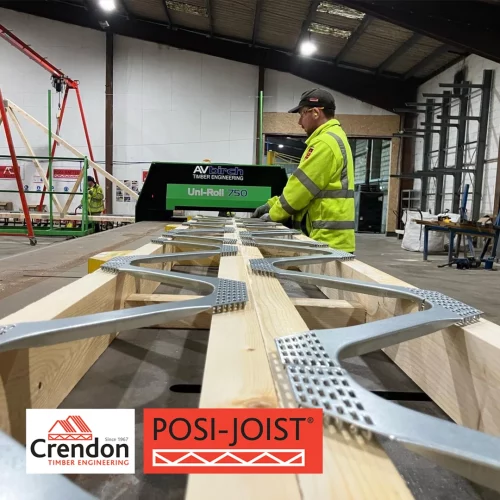 Man in factory working on posi-joist product