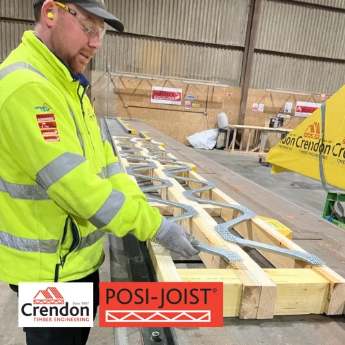Man in factory working on posi-joist product