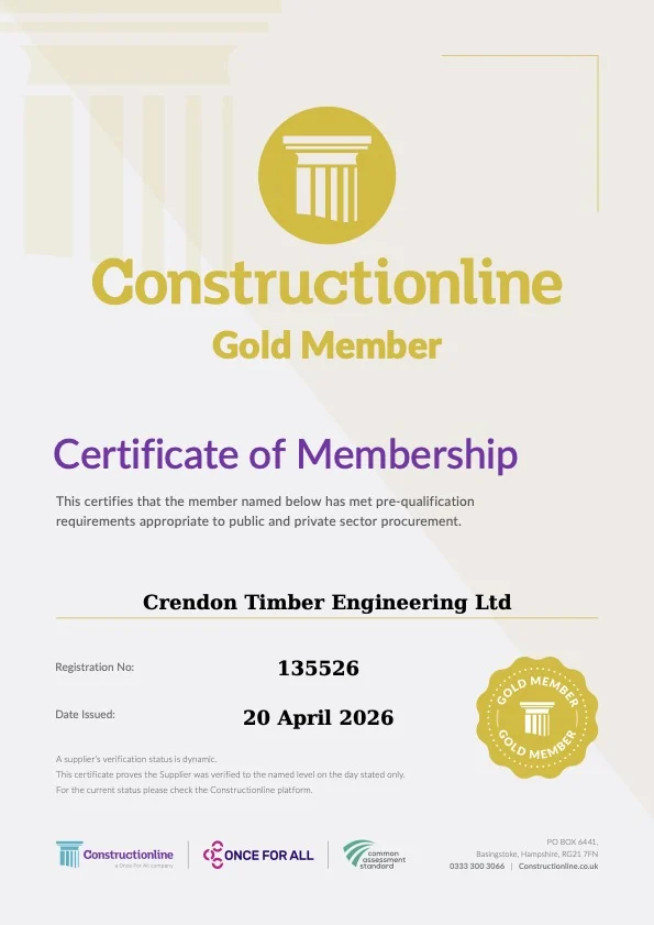 Screenshot of Constructionline Gold Member Certificate