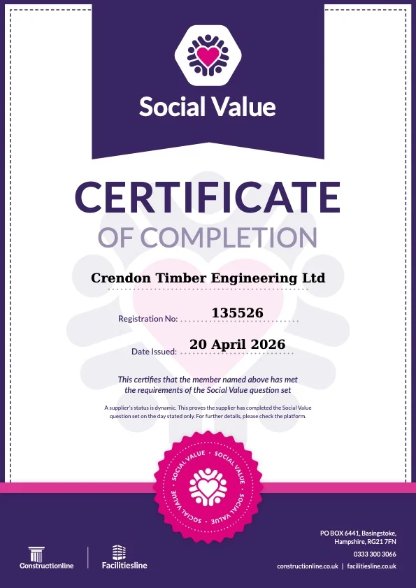 Screenshot of Social Value Certificate
