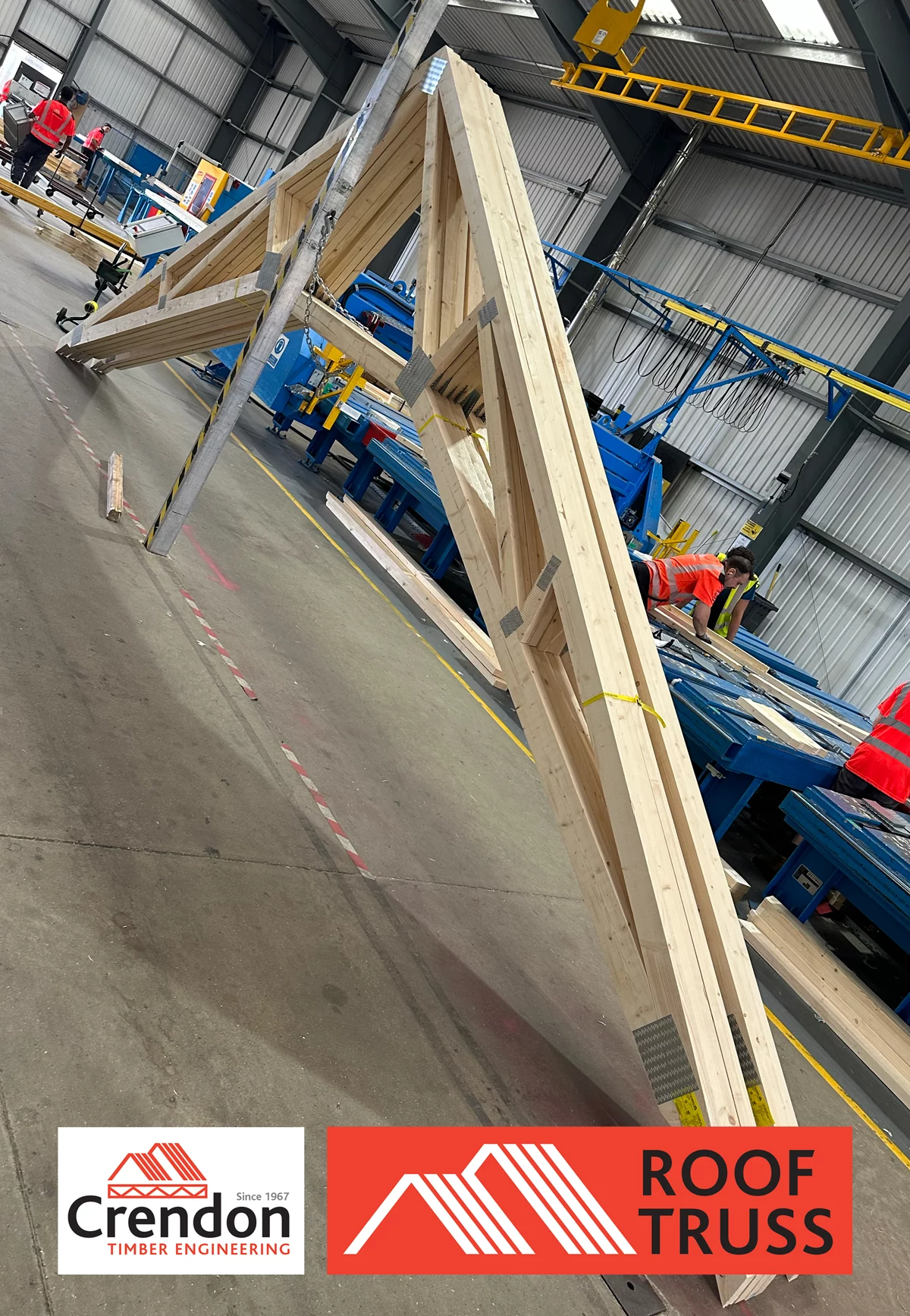 Scissor roof truss in warehouse