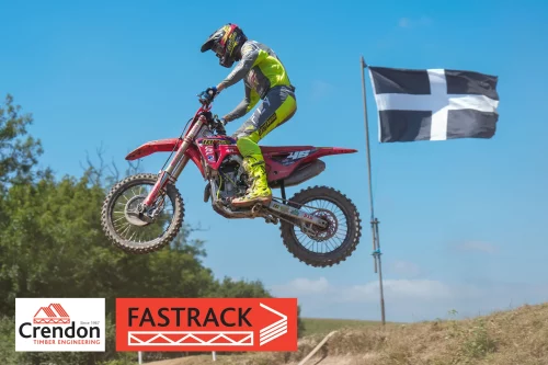 Man in the air on motorcross bike