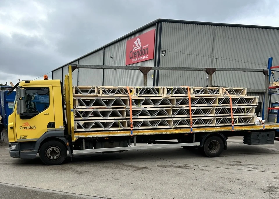 Posi joists on back of flat bed lorry