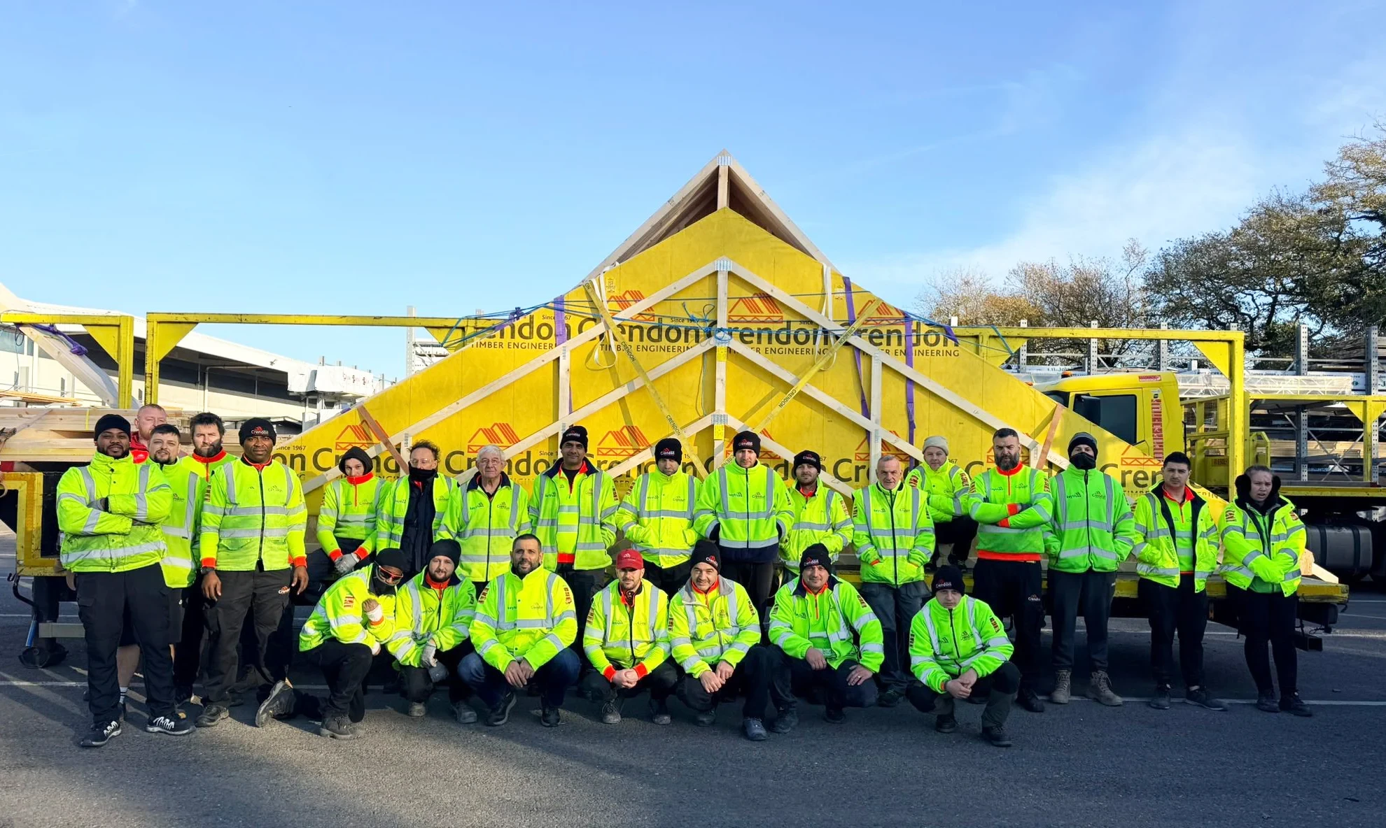 LTA-Image Crendon team posing in front of a loaded lorry