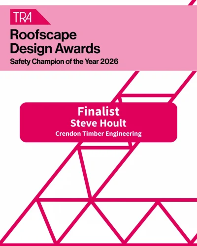 We’re proud to share that Steve Hoult and Crendon Castleford have been shortlisted for Safety Champion of the Year award at the 2026 TRA Roofscape Design Awards.