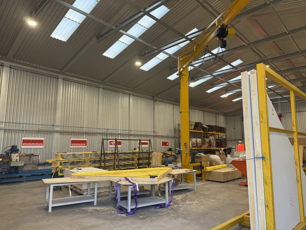 Inside a workshop with products and work benches