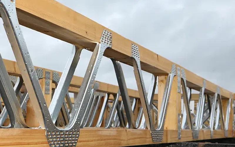 charity_year TImber panels with metal frames attached.