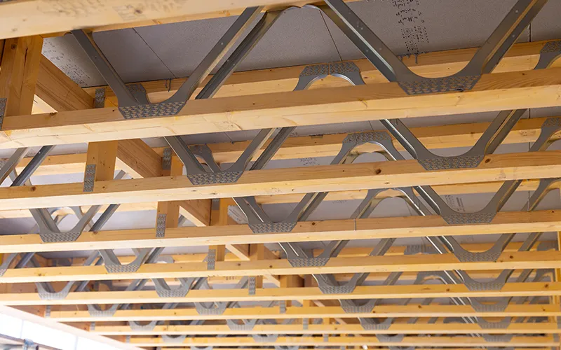 Posi-Joists making up a ceiling on a building under construction