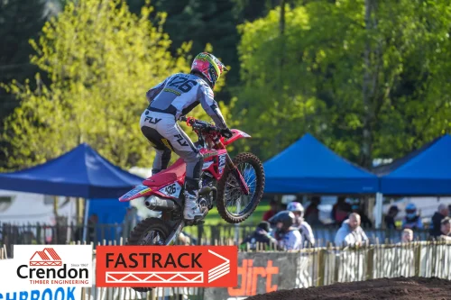 A motocross biker up in the air 