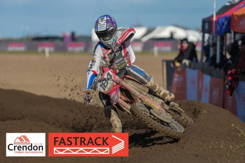 A motocross rider going round the corner