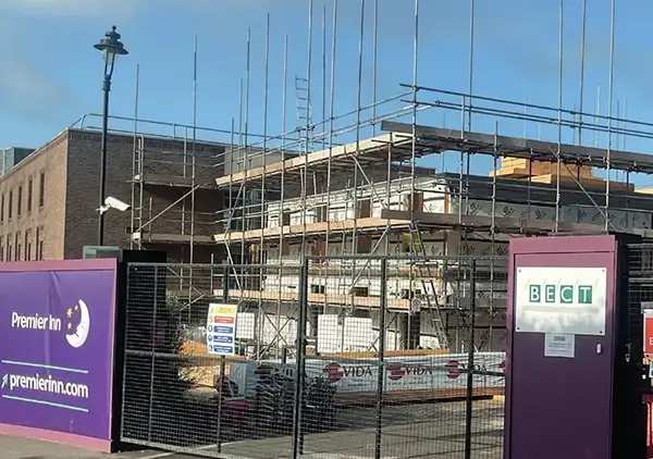 Building site attached to a hotel
