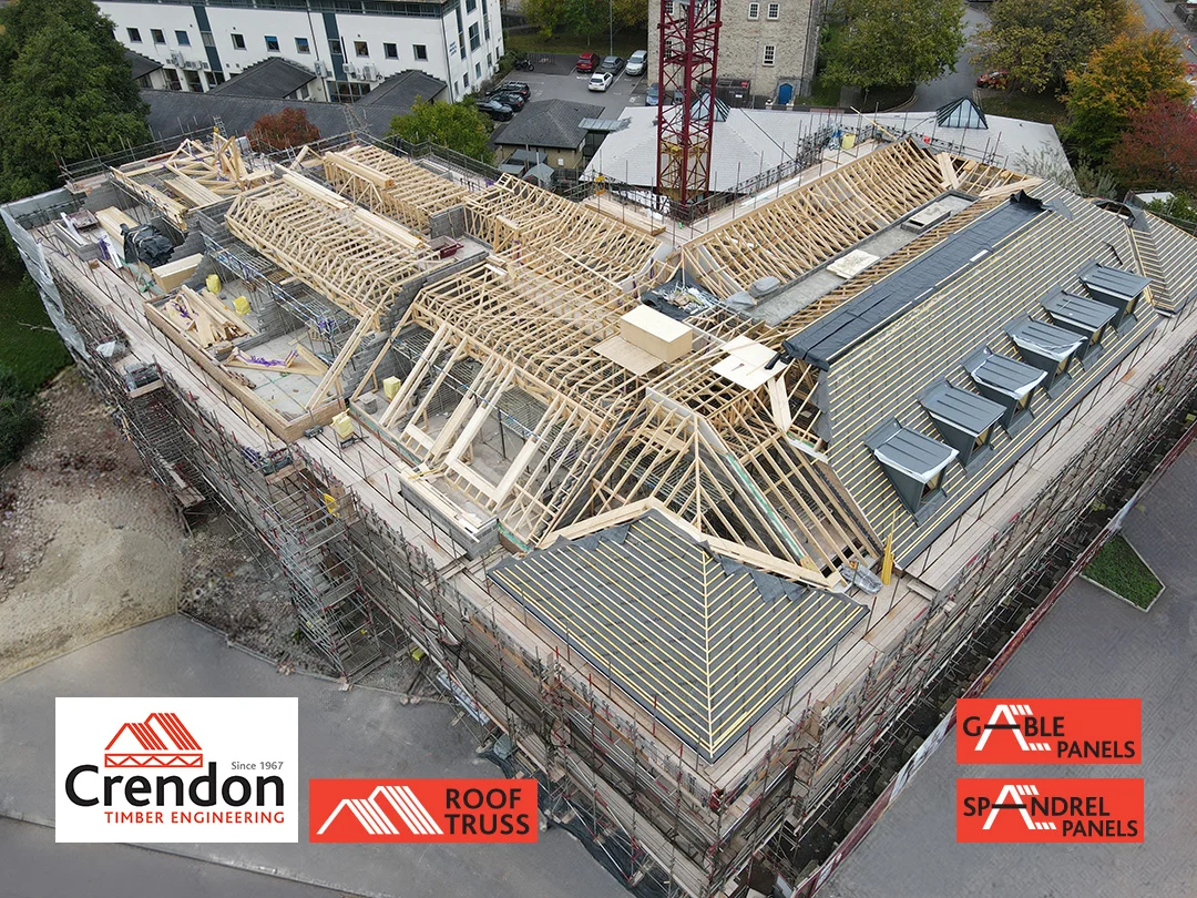 Churchill Living, Wells Drone Logos Edited Birdseye photo of building with scaffolding around