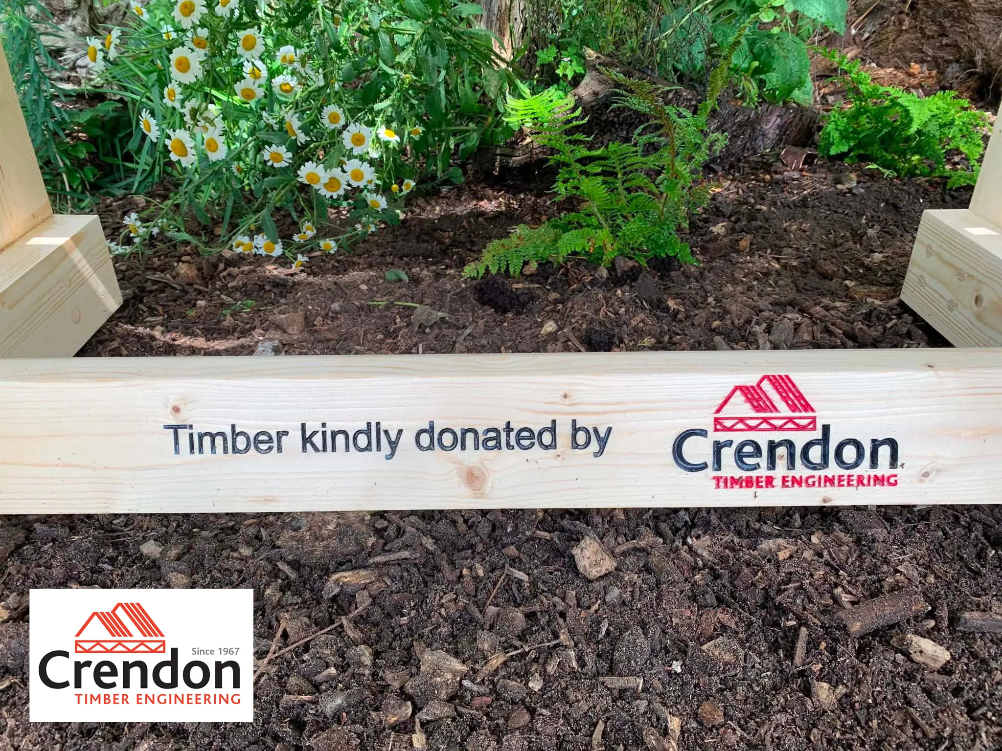 Timber bench in a garden 