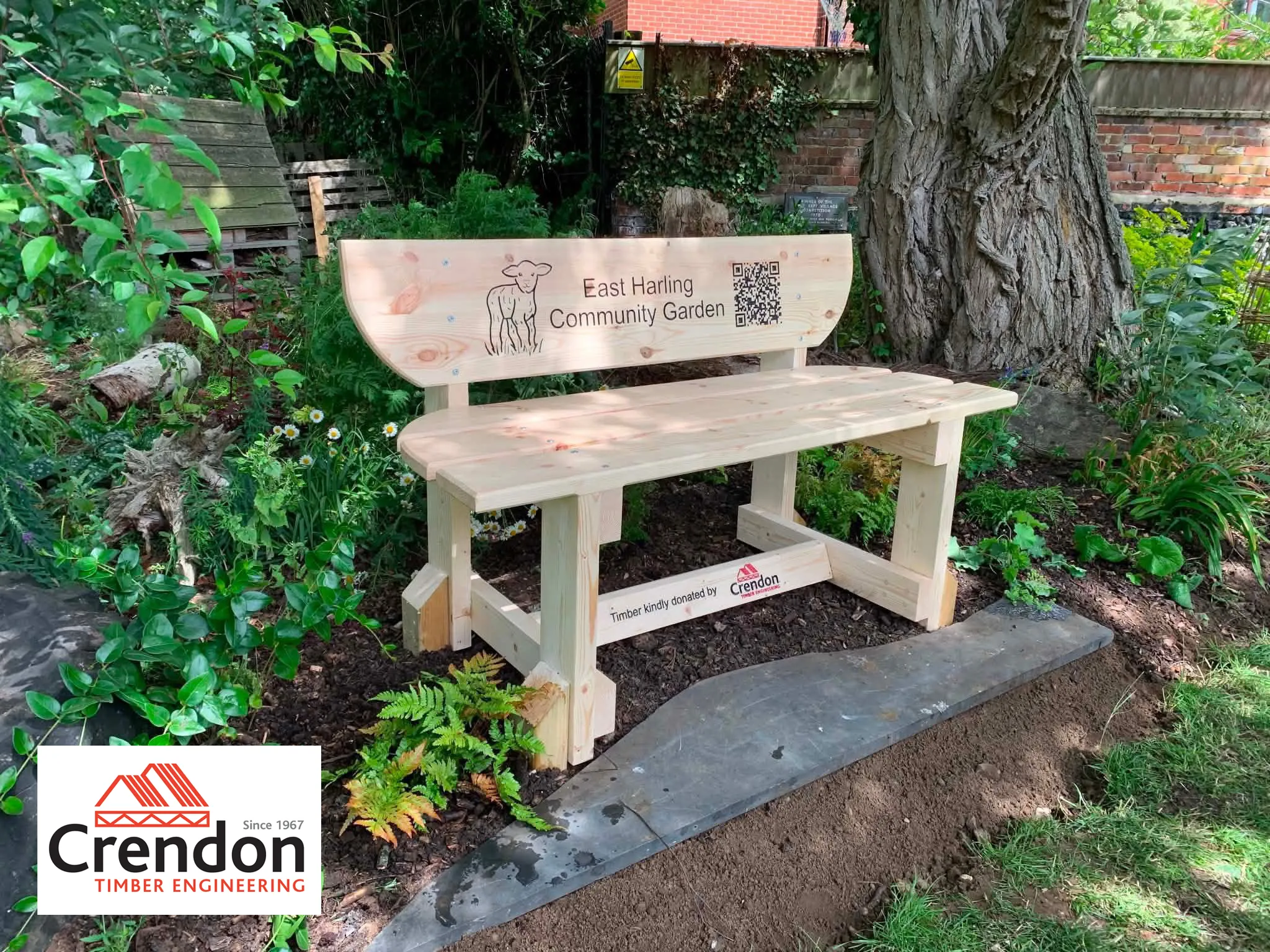 Timber bench in the garden