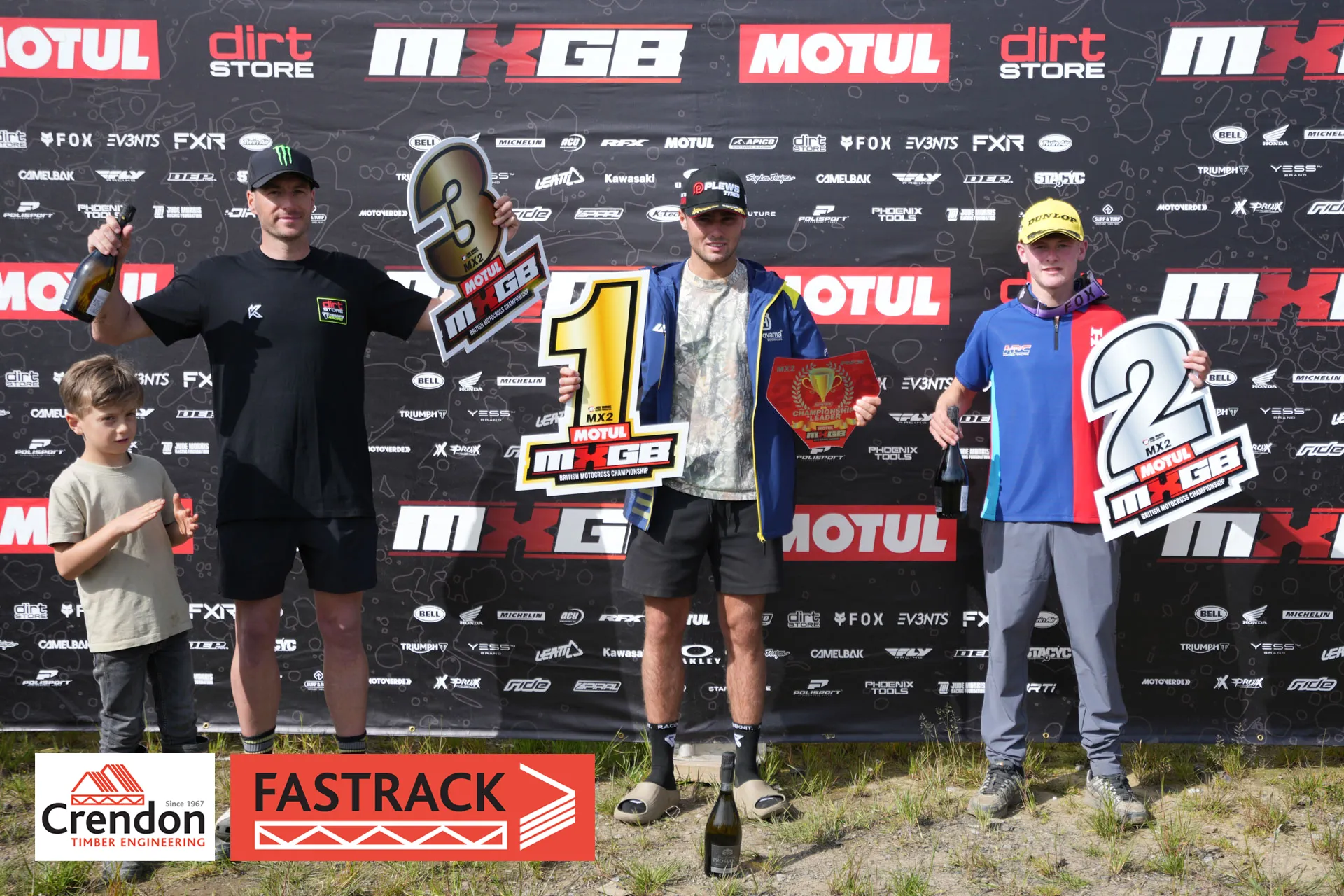 Motocross biker podium