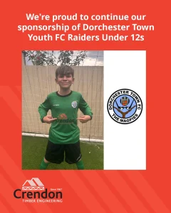 We're proud to continue our sponsorship of DorchesterTownFC Raiders Under 12s, supporting a fantastic local team through our Piddlehinton branch.