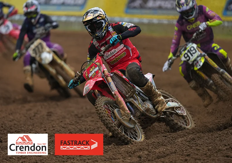 Red dirt bike cornering