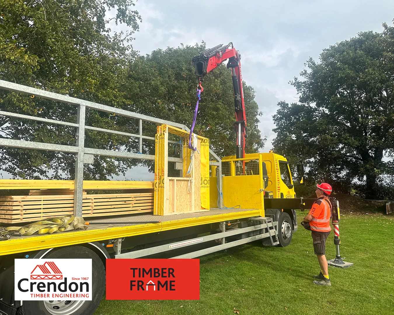 Lorry offloading Timber Frame panels